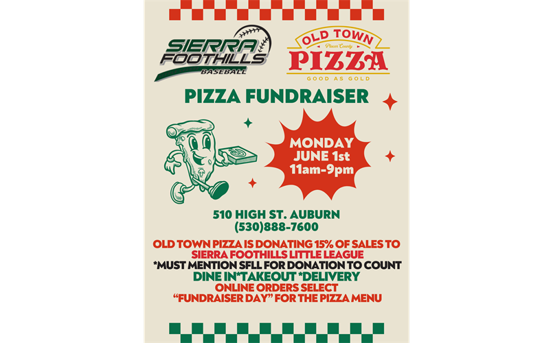 Pizza Fundraiser 6/1 11am-9pm